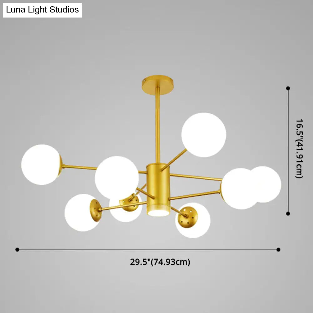 Contemporary Spherical Glass Chandelier Light For Living Room Ceiling