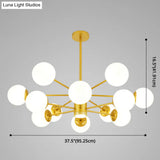 Contemporary Spherical Glass Chandelier Light For Living Room Ceiling