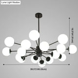 Contemporary Spherical Glass Chandelier Light For Living Room Ceiling