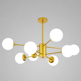 Contemporary Spherical Glass Chandelier Light For Living Room Ceiling 8 / Gold Without Spot