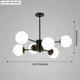 Contemporary Spherical Glass Chandelier Light For Living Room Ceiling