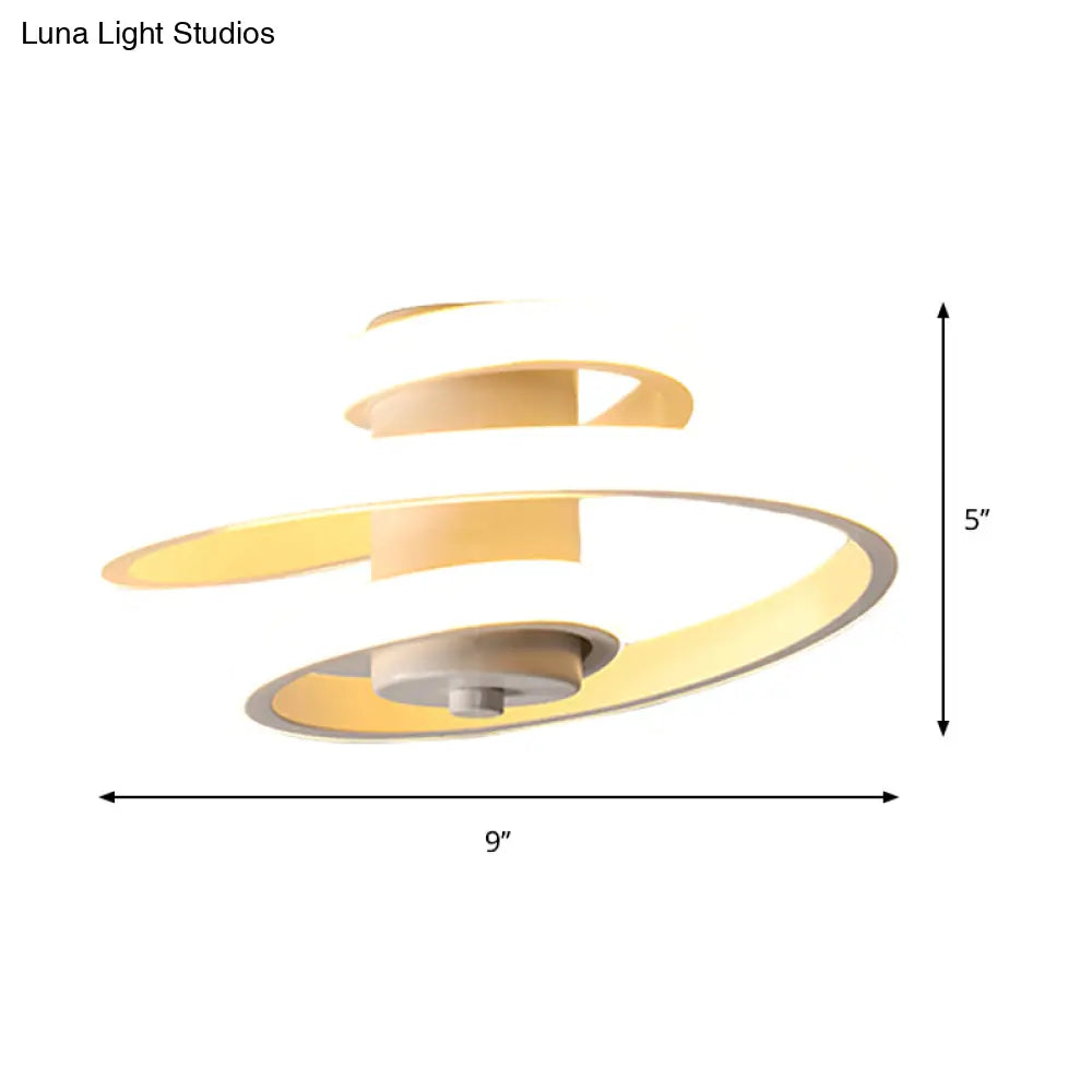 Contemporary Spiral Acrylic Led Ceiling Lamp With Warm/White/3-Color Light - White/Black Flush Mount