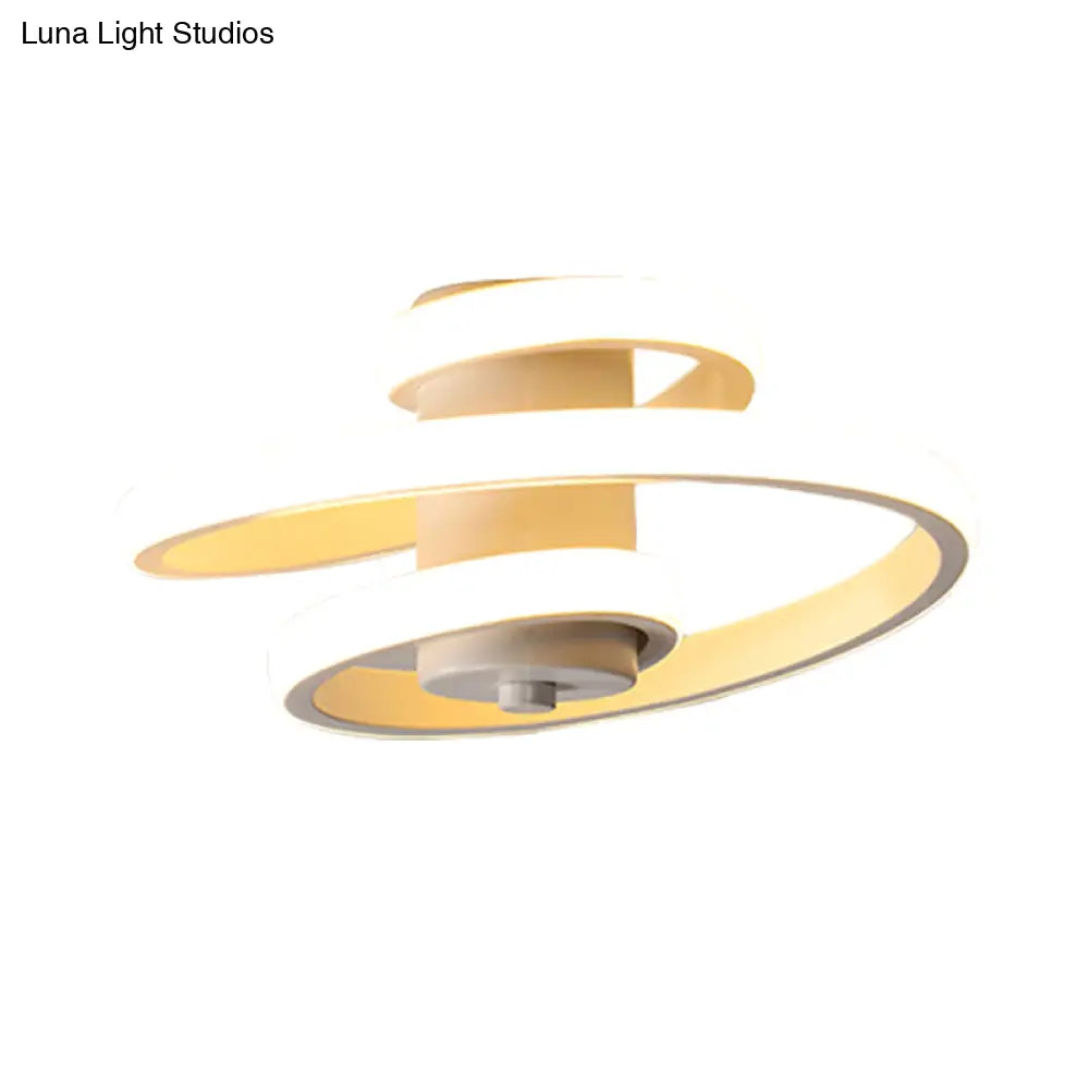 Contemporary Spiral Acrylic Led Ceiling Lamp With Warm/White/3-Color Light - White/Black Flush Mount
