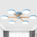 Contemporary Sputnik Semi Flush Ceiling Lamp With 6/8 Metal Heads In Pink/Blue - Ideal For Bedrooms