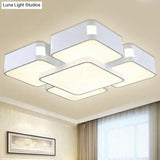 Contemporary Square Ceiling Mounted Led Pendant Light - 24’/37’ Wide Acrylic White Flush Mount