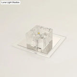 Contemporary Square Crystal Led Flush Ceiling Light For Hallway