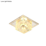 Contemporary Square Crystal Led Flush Ceiling Light For Hallway