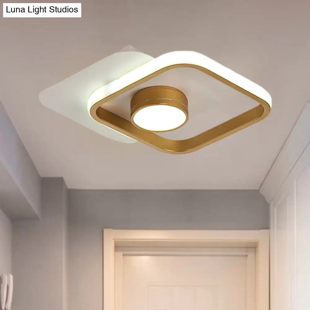 Contemporary Square Led Ceiling Light In Black/Gold With Warm/White Glow
