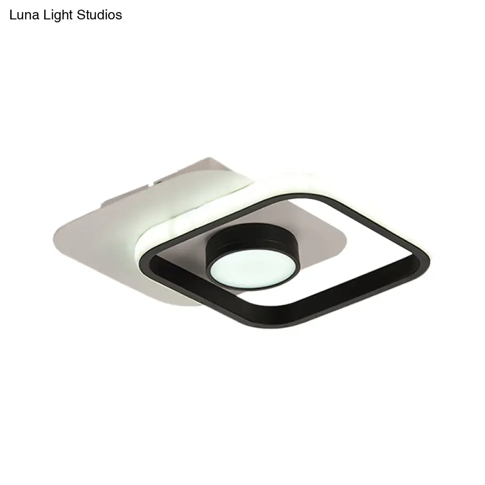 Contemporary Square Led Ceiling Light In Black/Gold With Warm/White Glow