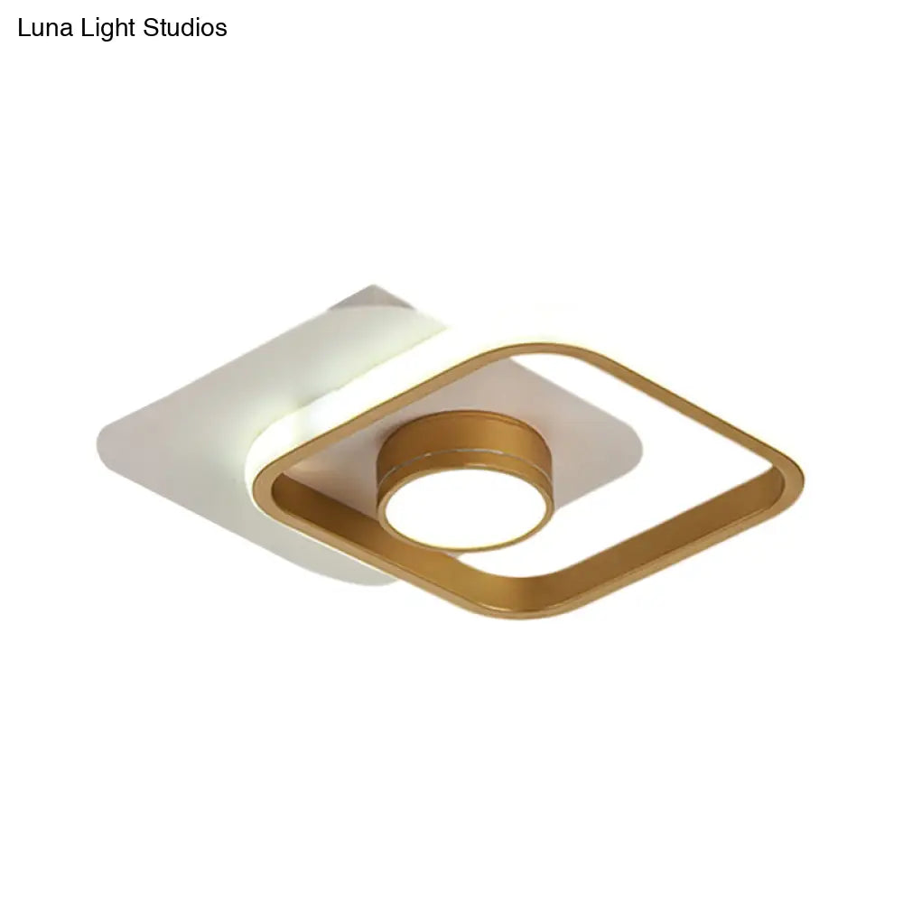Contemporary Square Led Ceiling Light In Black/Gold With Warm/White Glow