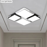 Contemporary Square/Rectangle Acrylic Flush Pendant Light - Led White Mount Lighting