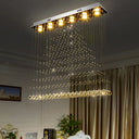 Contemporary Stainless Steel Crystal Flush Mount Ceiling Lamp - 6-Bulb Triangular Flushmount Light