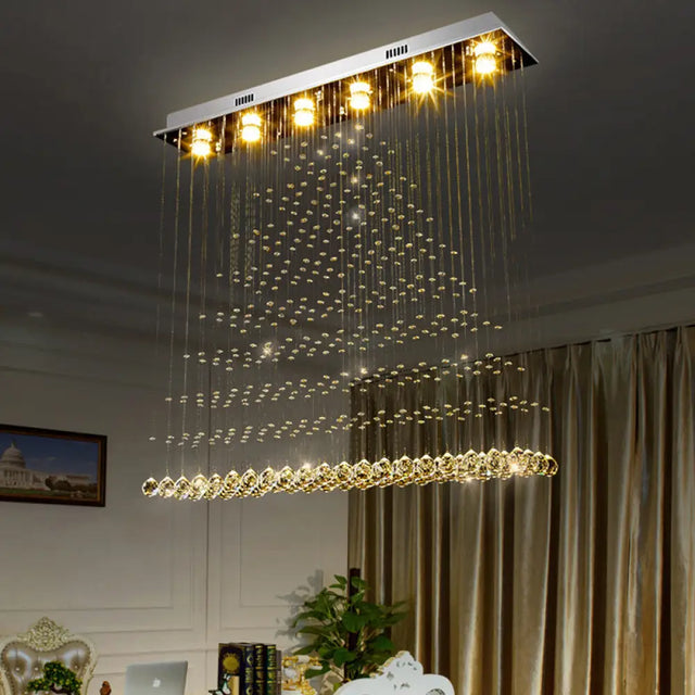 Contemporary Stainless Steel Crystal Flush Mount Ceiling Lamp - 6-Bulb Triangular Flushmount Light
