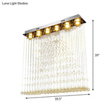 Contemporary Stainless Steel Crystal Flush Mount Ceiling Lamp - 6-Bulb Triangular Flushmount Light
