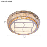 Contemporary Stainless-Steel Led Flush Mount Light Fixture With Crystal Blocks 19.5’/31.5’ Width