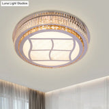 Contemporary Stainless-Steel Led Flush Mount Light Fixture With Crystal Blocks 19.5’/31.5’ Width