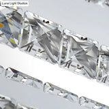 Contemporary Stainless-Steel Rectangle Pendant Light Crystal Led Chandelier