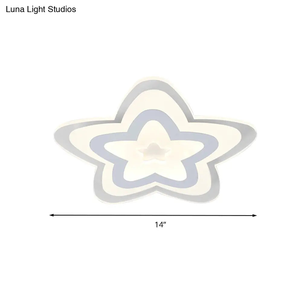 Contemporary Star Slim Led Ceiling Mount Light In White - Perfect For Game Room!