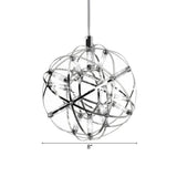Contemporary Steel Firework Chandelier With Led Chrome Ceiling Lamp - Orbit Shade 8/12 Dia
