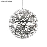 Contemporary Steel Firework Chandelier With Led Chrome Ceiling Lamp - Orbit Shade 8/12 Dia