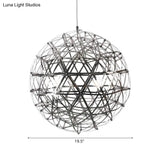 Contemporary Steel Firework Chandelier With Led Chrome Ceiling Lamp - Orbit Shade 8/12 Dia