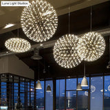 Contemporary Steel Firework Chandelier With Led Chrome Ceiling Lamp - Orbit Shade 8/12 Dia