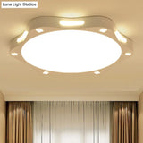 Contemporary Sun - Inspired Led Ceiling Lamp For Child Bedroom In Bright White Acrylic