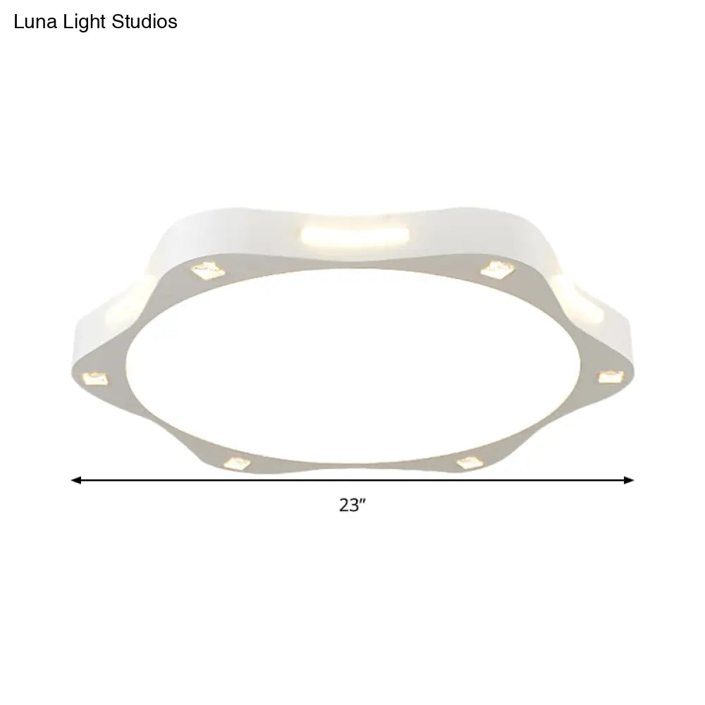 Contemporary Sun - Inspired Led Ceiling Lamp For Child Bedroom In Bright White Acrylic