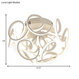 Contemporary Swirl Wave Semi - Flush Led Ceiling Light With 9/12 Lights In White Or Warm