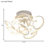 Contemporary Swirl Wave Semi - Flush Led Ceiling Light With 9/12 Lights In White Or Warm