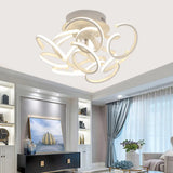Contemporary Swirl Wave Semi-Flush Led Ceiling Light With 9/12 Lights In White Or Warm