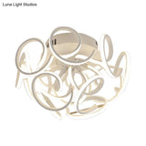 Contemporary Swirl Wave Semi - Flush Led Ceiling Light With 9/12 Lights In White Or Warm