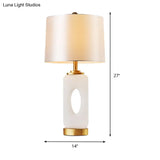 Contemporary Tapered Drum Task Lighting Table Lamp - White