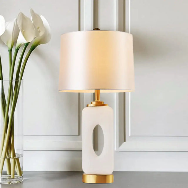 Contemporary Tapered Drum Task Lighting Table Lamp - White