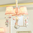 Contemporary Tapered Shade Hanging Ceiling Lamp - Stylish Fabric Light Fixture For Bedroom 3 / Pink