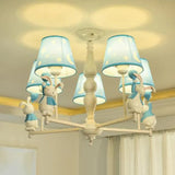 Contemporary Tapered Shade Hanging Ceiling Lamp - Stylish Fabric Light Fixture For Bedroom 5 / Blue