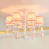 Contemporary Tapered Shade Hanging Ceiling Lamp - Stylish Fabric Light Fixture For Bedroom 6 / Pink