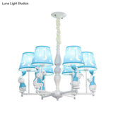 Contemporary Tapered Shade Hanging Ceiling Lamp - Stylish Fabric Light Fixture For Bedroom