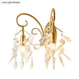 Contemporary Teardrop Crystal Wall Mount Light With 2 Brass Sconce Lights For Bedroom