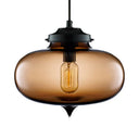 Contemporary Teardrop Hanging Pendant Light - 1 Glass Red/Brown/Blue Ceiling Fixture Brown