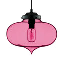 Contemporary Teardrop Hanging Pendant Light - 1 Glass Red/Brown/Blue Ceiling Fixture Rose Red