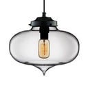 Contemporary Teardrop Hanging Pendant Light - 1 Glass Red/Brown/Blue Ceiling Fixture Smoke Gray