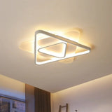 Contemporary Triangle Led Flush Mount Ceiling Light In White - Acrylic Living Room Lighting Fixture