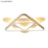 Contemporary Triangle Led Flush Mount Ceiling Light In White - Acrylic Living Room Lighting Fixture