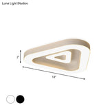 Contemporary Triangular Flush Mount Led Ceiling Light - 18’/21.5’ Wide Black/White Ideal For