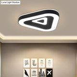 Contemporary Triangular Flush Mount Led Ceiling Light - 18’/21.5’ Wide Black/White Ideal For