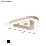 Contemporary Triangular Flush Mount Led Ceiling Light - 18’/21.5’ Wide Black/White Ideal For