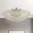 Contemporary Triple Light Chrome Flush Mount Ceiling With Clear K9 Crystal Bowl