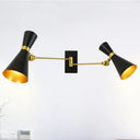 Contemporary Trumpet Wall Sconce Light In Black/White/Gold With Adjustable Arm And 1-3 Lights 2 /