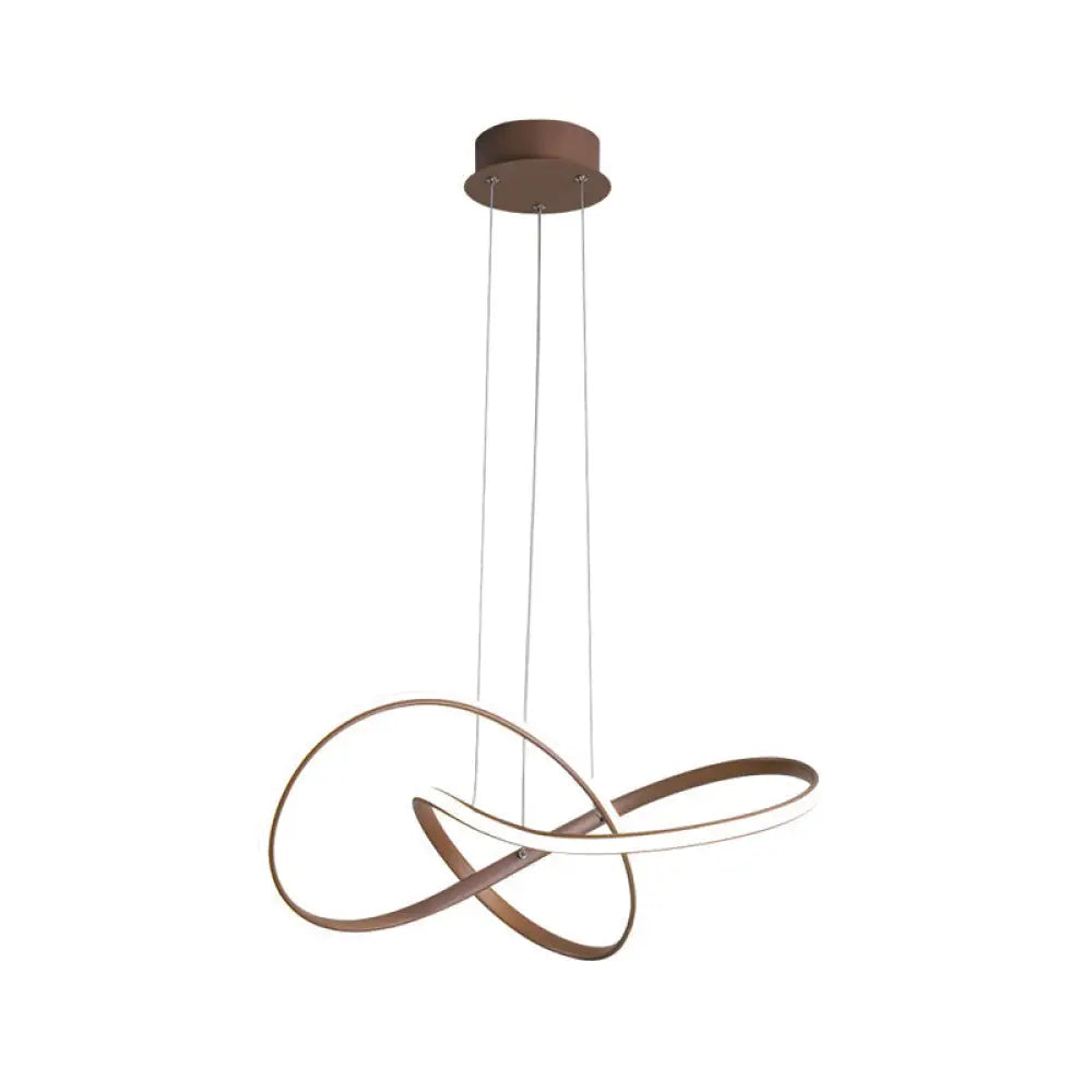 Contemporary Twine Metallic Ceiling Chandelier - Led Pendant Lamp 21/25 Wide Warm/White Light Brown